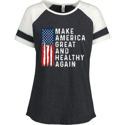 Vintage Usa Flag Make America Healthy And Great Again Maha Enza Ladies Jersey Colorblock Tee