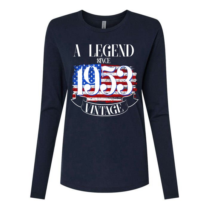 Vintage USA Flag A Legend Since 1953 70th Birthday Womens Cotton Relaxed Long Sleeve T-Shirt