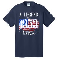 Vintage USA Flag A Legend Since 1953 70th Birthday Tall T-Shirt