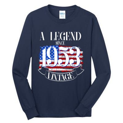 Vintage USA Flag A Legend Since 1953 70th Birthday Tall Long Sleeve T-Shirt