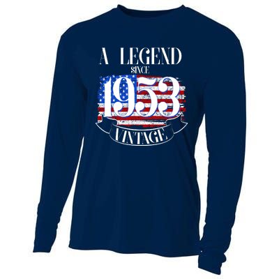 Vintage USA Flag A Legend Since 1953 70th Birthday Cooling Performance Long Sleeve Crew