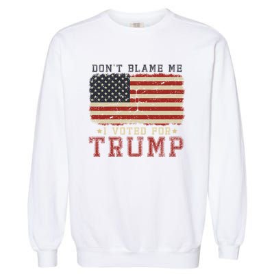 Vintage Usa Flag Patriots DonT Blame Me I Voted For Trump Garment-Dyed Sweatshirt