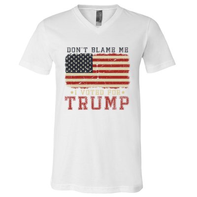 Vintage Usa Flag Patriots DonT Blame Me I Voted For Trump V-Neck T-Shirt