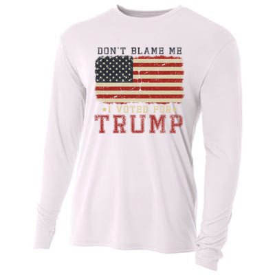 Vintage Usa Flag Patriots DonT Blame Me I Voted For Trump Cooling Performance Long Sleeve Crew