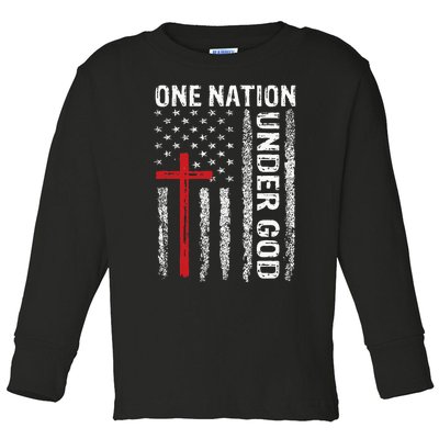 Vintage USA Flag Christian Faith Family Freedom Toddler Long Sleeve Shirt