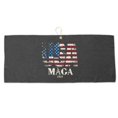 Vintage Usa Flag Ultra Maga Gun Usa Trump 2024 Large Microfiber Waffle Golf Towel