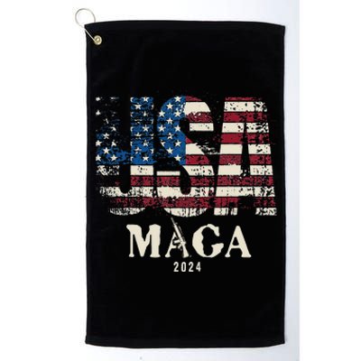 Vintage Usa Flag Ultra Maga Gun Usa Trump 2024 Platinum Collection Golf Towel