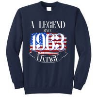 Vintage USA Flag A Legend Since 1963 60th Birthday Tall Sweatshirt