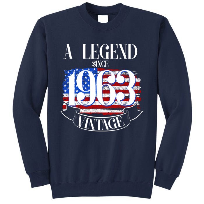 Vintage USA Flag A Legend Since 1963 60th Birthday Tall Sweatshirt