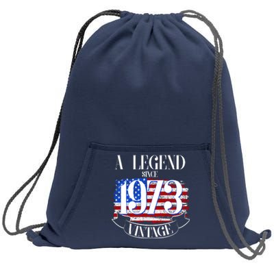 Vintage USA Flag A Legend Since 1973 50th Birthday Sweatshirt Cinch Pack Bag