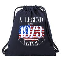 Vintage USA Flag A Legend Since 1973 50th Birthday Drawstring Bag