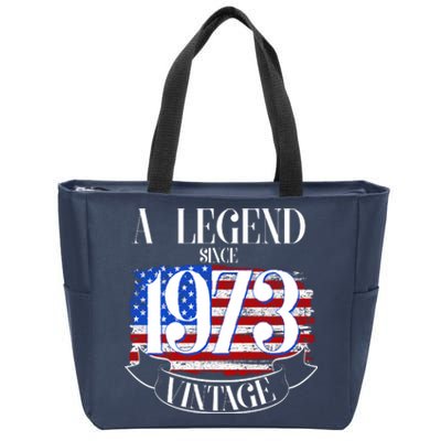 Vintage USA Flag A Legend Since 1973 50th Birthday Zip Tote Bag