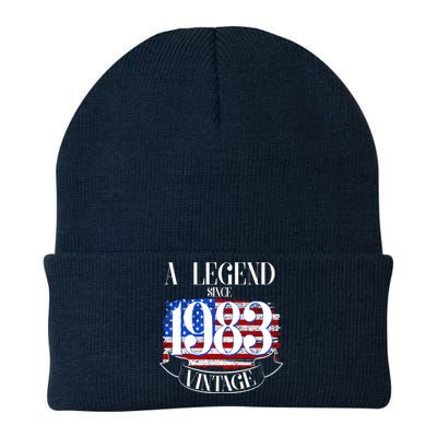 Vintage USA Flag A Legend Since 1983 40th Birthday Knit Cap Winter Beanie