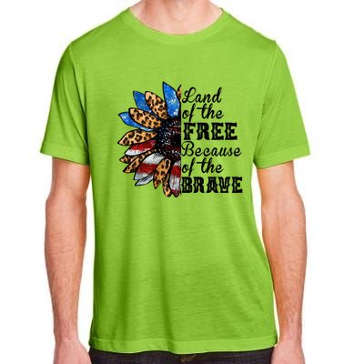 Vintage Usa Flag Sunflower Gift Land Free Because Brave Gift Adult ChromaSoft Performance T-Shirt