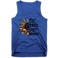 Vintage Usa Flag Sunflower Gift Land Free Because Brave Gift Tank Top