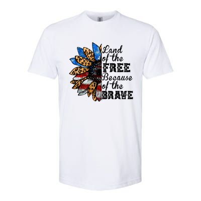 Vintage Usa Flag Sunflower Gift Land Free Because Brave Gift Softstyle CVC T-Shirt