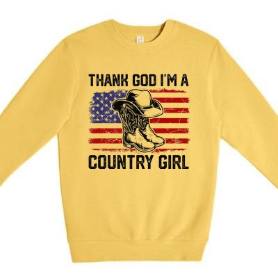 Vintage Usa Flag Thank God IM A Country Western Premium Crewneck Sweatshirt