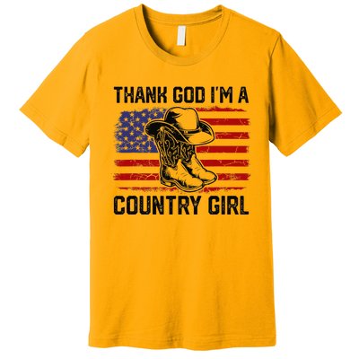 Vintage Usa Flag Thank God IM A Country Western Premium T-Shirt