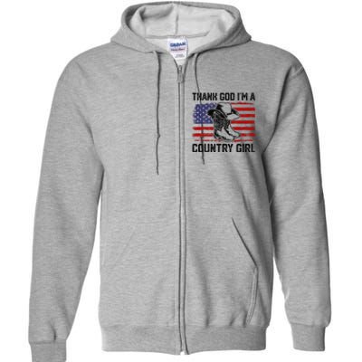 Vintage Usa Flag Thank God IM A Country Western Full Zip Hoodie