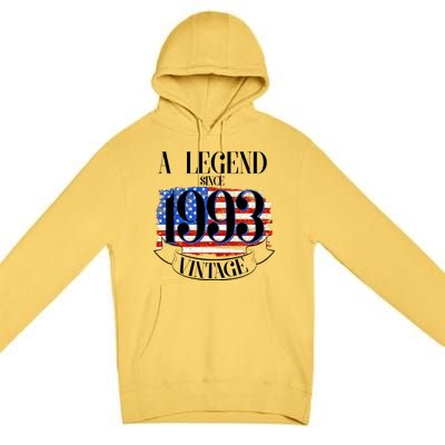 Vintage USA Flag A Legend Since 1993 30th Birthday Premium Pullover Hoodie