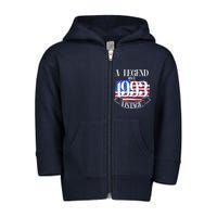 Vintage USA Flag A Legend Since 1993 30th Birthday Toddler Zip Fleece Hoodie