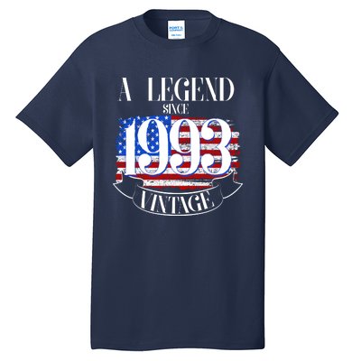 Vintage USA Flag A Legend Since 1993 30th Birthday Tall T-Shirt