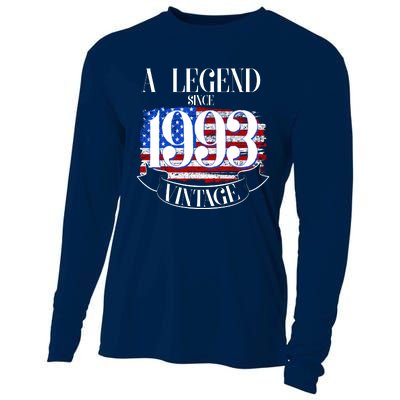 Vintage USA Flag A Legend Since 1993 30th Birthday Cooling Performance Long Sleeve Crew