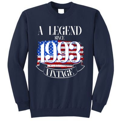 Vintage USA Flag A Legend Since 1993 30th Birthday Tall Sweatshirt