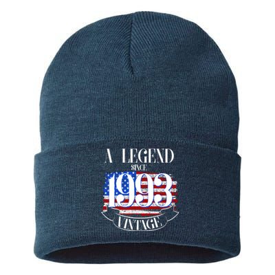 Vintage USA Flag A Legend Since 1993 30th Birthday Sustainable Knit Beanie