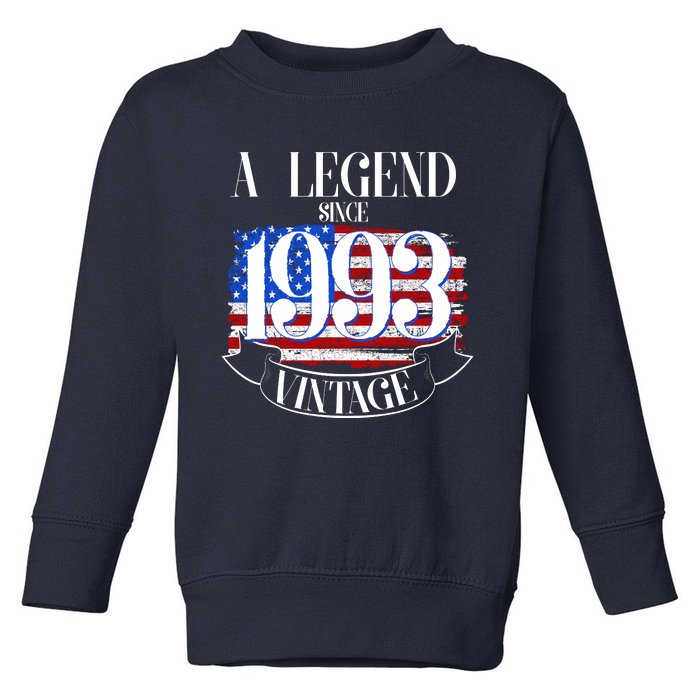 Vintage USA Flag A Legend Since 1993 30th Birthday Toddler Sweatshirt