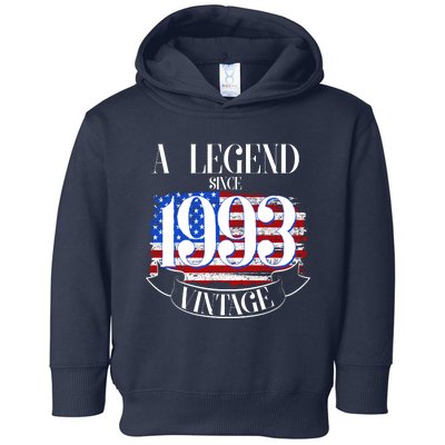 Vintage USA Flag A Legend Since 1993 30th Birthday Toddler Hoodie