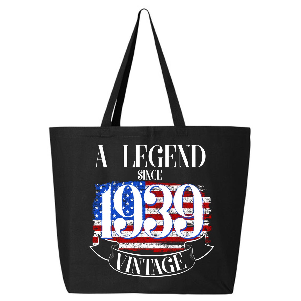 Vintage Usa Flag A Legend Since 1939 Birthday 25L Jumbo Tote