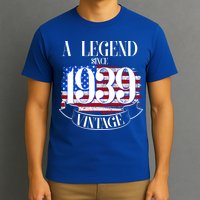 Vintage Usa Flag A Legend Since 1939 Birthday T-Shirt