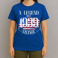 Vintage Usa Flag A Legend Since 1939 Birthday T-Shirt