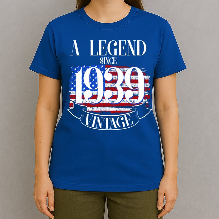 Vintage Usa Flag A Legend Since 1939 Birthday T-Shirt