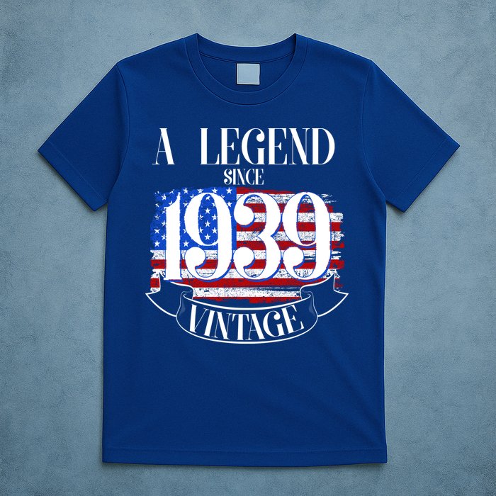 Vintage Usa Flag A Legend Since 1939 Birthday T-Shirt