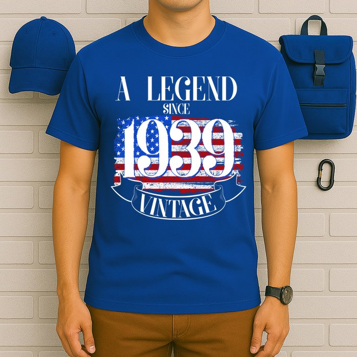 Vintage Usa Flag A Legend Since 1939 Birthday T-Shirt