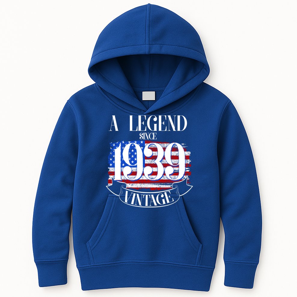 Vintage Usa Flag A Legend Since 1939 Birthday Kids Hoodie