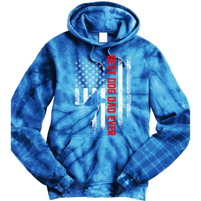 Vintage Usa Flag Best Siberian Husky Dog Dad Ever Silhouette Gift Tie Dye Hoodie