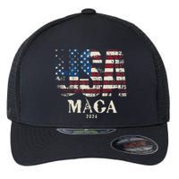 Vintage Usa Flag Ultra Maga Gun Usa 4th Of July Trump 2024 Flexfit Unipanel Trucker Cap