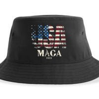 Vintage Usa Flag Ultra Maga Gun Usa 4th Of July Trump 2024 Sustainable Bucket Hat