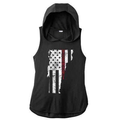 Vermont Usa Flag 4th Fourth Of July American Vintage Gift Ladies PosiCharge Tri-Blend Wicking Draft Hoodie Tank