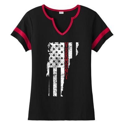 Vermont Usa Flag 4th Fourth Of July American Vintage Gift Ladies Halftime Notch Neck Tee