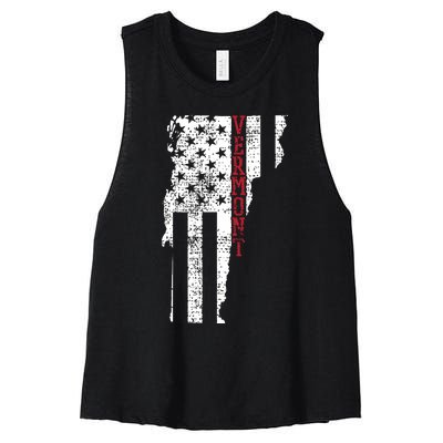 Vermont Usa Flag 4th Fourth Of July American Vintage Gift Women's Racerback Cropped Tank