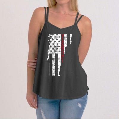 Vermont Usa Flag 4th Fourth Of July American Vintage Gift Women's Strappy Tank