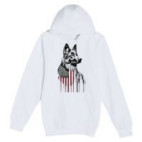 Vintage Usa Flag Dog German Shepherd Premium Pullover Hoodie