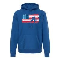 Vintage Us Flag Hockey Player Great Gift American Flag Gift Premium Hoodie