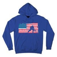 Vintage Us Flag Hockey Player Great Gift American Flag Gift Tall Hoodie