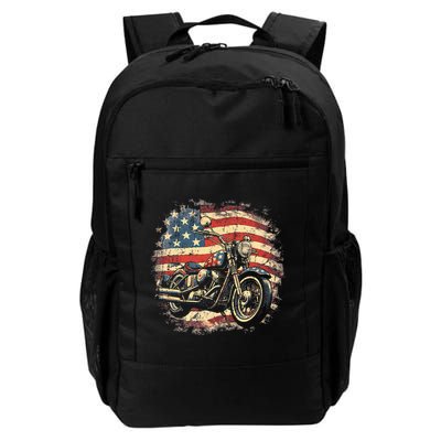 Vintage US Flag Motorcycle USA Retro Biker Backpack