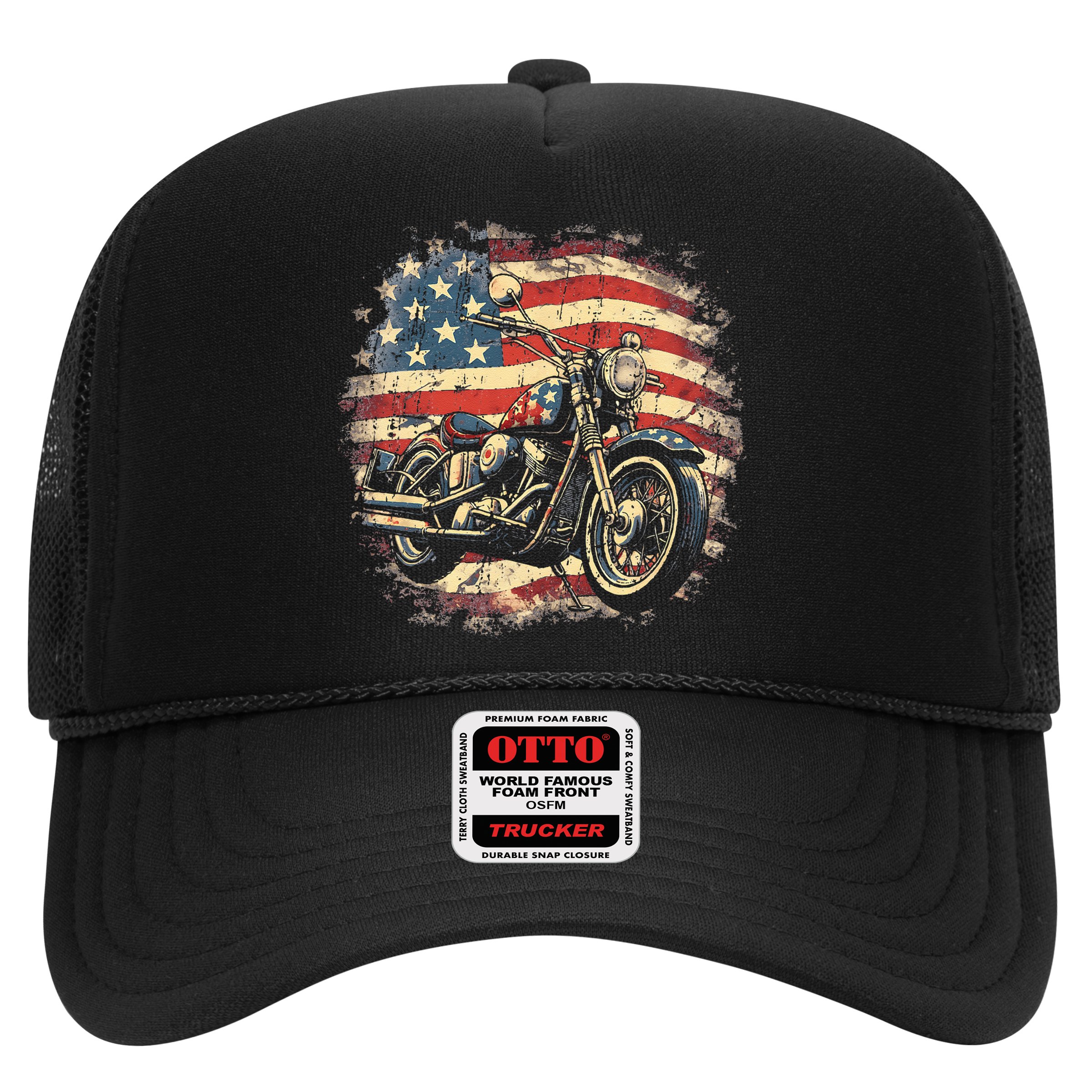 Vintage US Flag Motorcycle USA Retro Biker Hat
